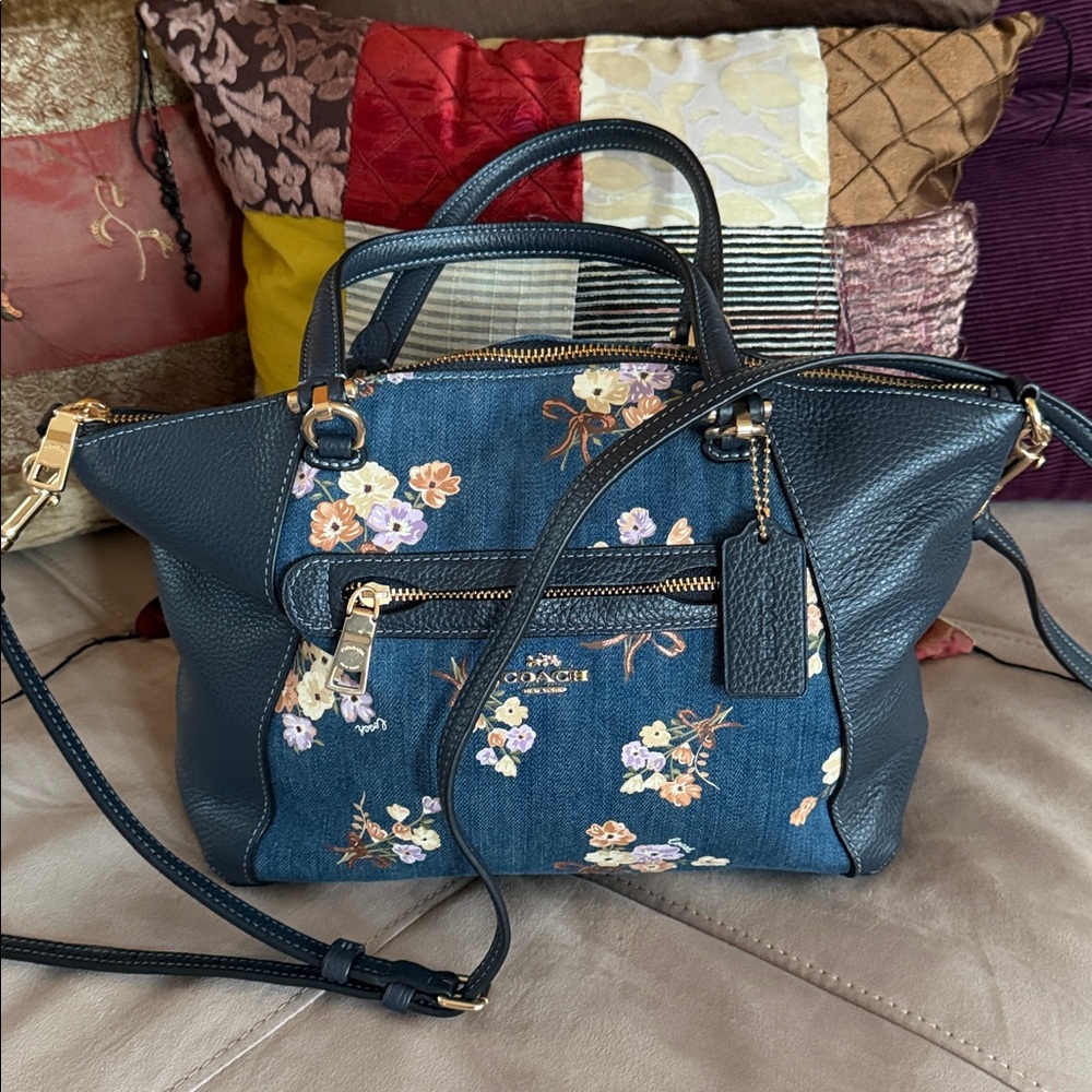 Coach Floral Embroidered Satchel. Measures 13x9. Added photos. Pristine! - Picture 7 of 7